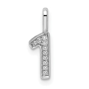 14k White Gold Diamond Number 1 Pendant (Style PM8370-1-004-WA)