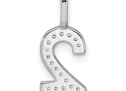 14k White Gold Diamond Number 2 Pendant, 15.21 x 6.82mm