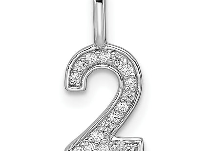 14K white gold diamond number 2 pendant