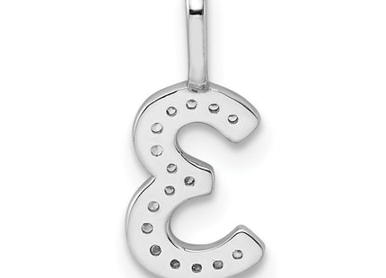 14K white gold diamond number 3 pendant, further view
