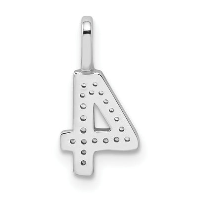 14K White Gold Diamond Number 4 Pendant, 14.86 x 7.61mm