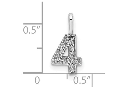 14k White Gold Diamond Number 4 Pendant (Style PM8370-4-007-WA)