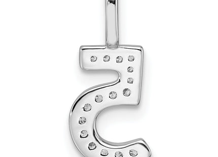 14k White Gold Diamond Number 5 Pendant, 15.31 x 5.38mm