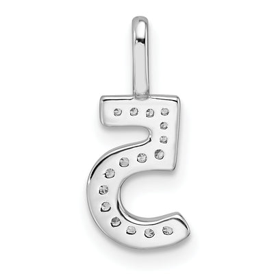 14K White Gold Diamond Number 5 Pendant, 15.31 x 5.38mm