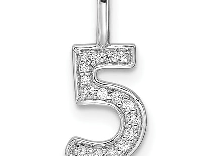 14K white gold diamond number 5 pendant