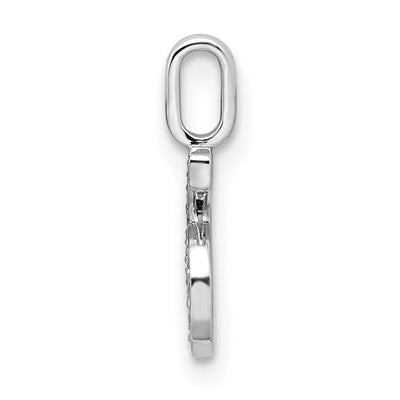 14K White Gold Diamond Number 6 Pendant, 15.5 x 7.07mm