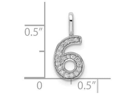 14k White Gold Diamond Number 6 Pendant (Style PM8370-6-009-WA)