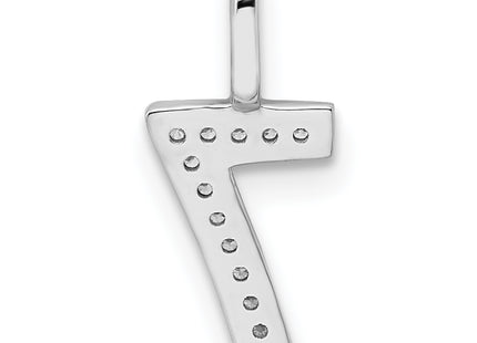 14k White Gold Diamond Number 7 Pendant, 15.38 x 7.02mm
