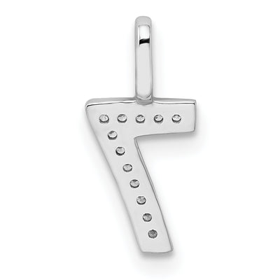 14K White Gold Diamond Number 7 Pendant, 15.38 x 7.02mm