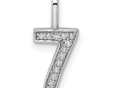 14K white gold diamond number 7 pendant