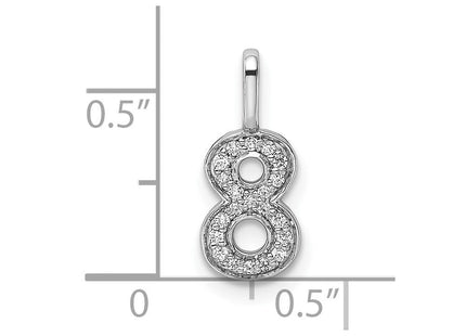 14k White Gold Diamond Number 8 Pendant (Style PM8370-8-009-WA)