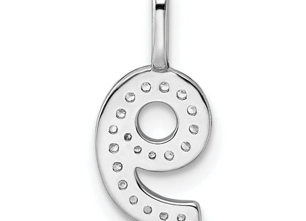 14k White Gold Diamond Number 9 Pendant (Style PM8370-9-009-WA)