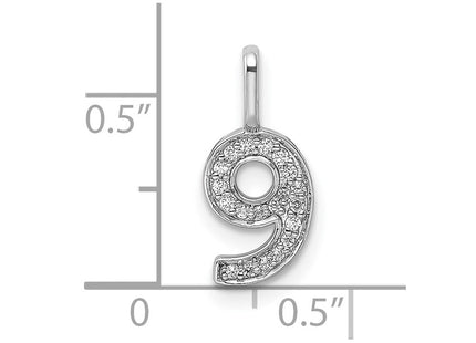 14k White Gold Diamond Number 9 Pendant (Style PM8370-9-009-WA)