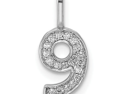 14k White Gold Diamond Number 9 Pendant (Style PM8370-9-009-WA)