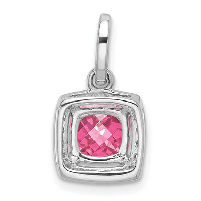 14K White Gold Pink Tourmaline & Diamond Pendant
