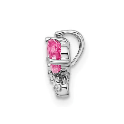 14K White Gold Pink Tourmaline & Diamond Butterfly Chain Slide