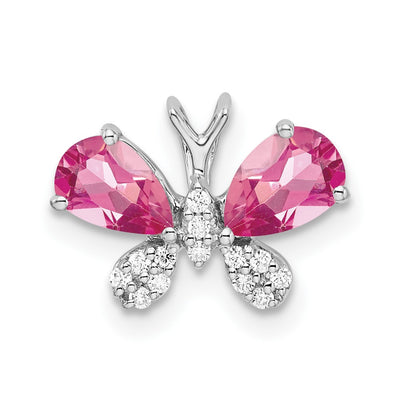 14K white gold diamond butterfly chain