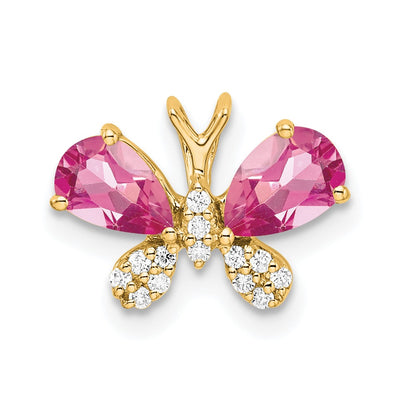 14K yellow gold diamond butterfly chain