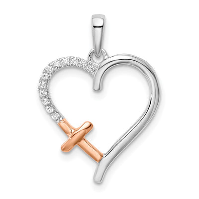 14K gold diamond cross pendant