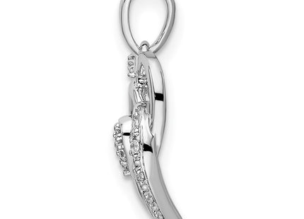 14K white gold diamond heart pendant, alternate view