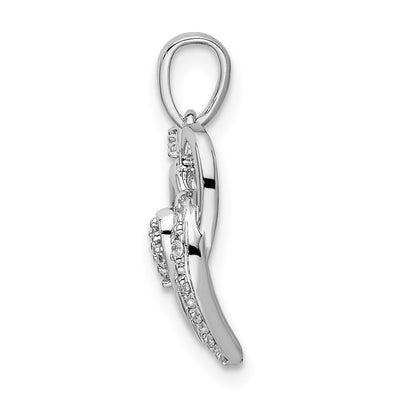14K White Gold Polished Heart Diamond Pendant, 20.85 x 14.27mm