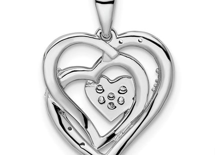 14K white gold diamond heart pendant, further view
