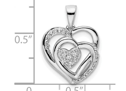 14K white gold diamond heart pendant, another view