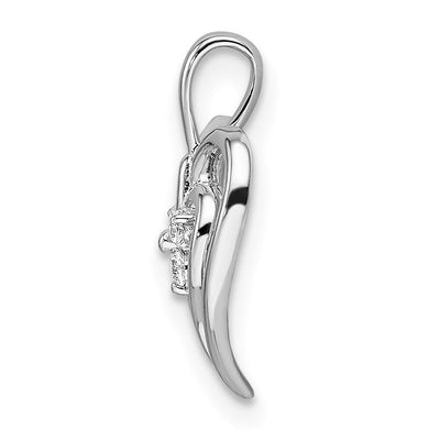 14K White Gold Polished Heart Diamond Pendant, 18 x 12.23mm