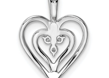 14k White Gold Polished Heart Diamond Pendant (Style PM8490-006-WA)