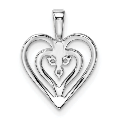 14K White Gold Polished Heart Diamond Pendant, 18 x 12.23mm