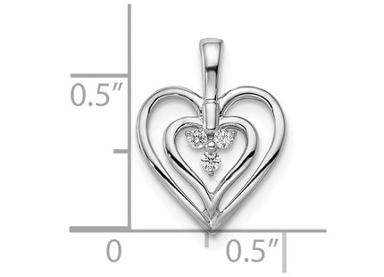 14k White Gold Polished Heart Diamond Pendant (Style PM8490-006-WA)