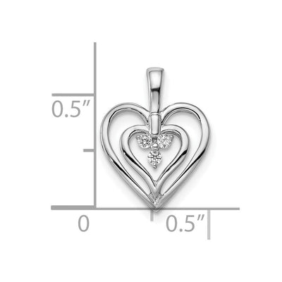 14K White Gold Polished Heart Diamond Pendant, 18 x 12.23mm