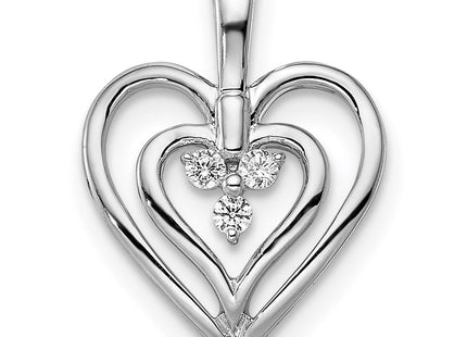 14k White Gold Polished Heart Diamond Pendant (Style PM8490-006-WA)