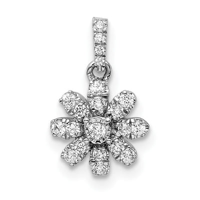 14K white gold diamond flower pendant