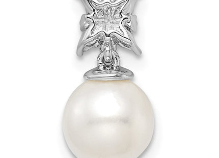 14k White Gold Freshwater Cultured Pearl & Diamond Chain Slide (Style PM8510-PL-004-WA)