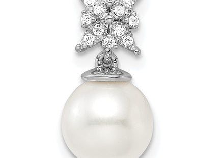 14k White Gold Freshwater Cultured Pearl & Diamond Chain Slide (Style PM8510-PL-004-WA)