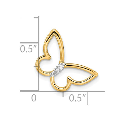 14K Polished Butterfly Diamond Chain Slide