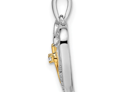 14K gold diamond cross pendant, alternate view