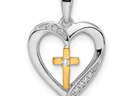 14K gold diamond cross pendant