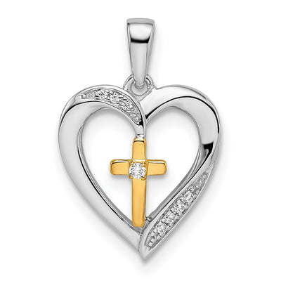 14K gold diamond cross pendant