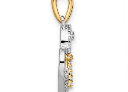 14k Two-tone Heart with Cross Diamond Pendant (Style PM8538-012-WYA)