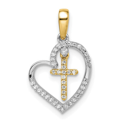 14K gold diamond cross pendant