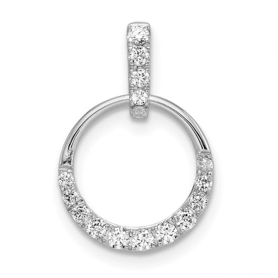 14K white gold diamond circle pendant