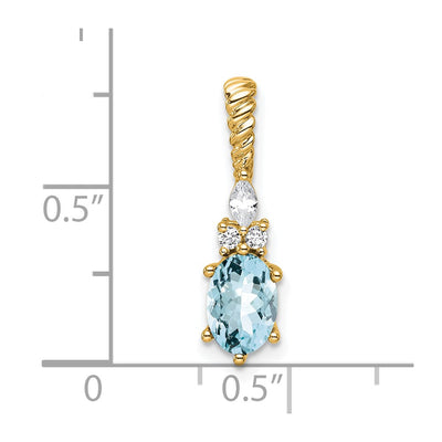 14K Polished Diamond and Aquamarine Twisted Chain Slide