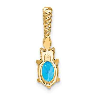 14K Polished Diamond and Blue Topaz Twisted Chain Slide