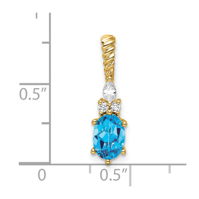 14K Polished Diamond and Blue Topaz Twisted Chain Slide