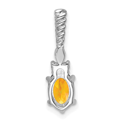 14K White Gold Polished Diamond and Citrine Twisted Chain Slide