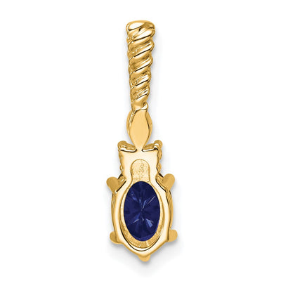 14K Polish Diamond and Lab Created Sapphire Twisted Chain Slide