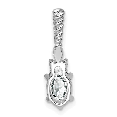 14K White Gold Polished Diamond and White Topaz Twisted Chain Slide