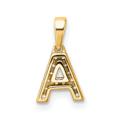 14K Diamond Letter A Initial with Bail Pendant